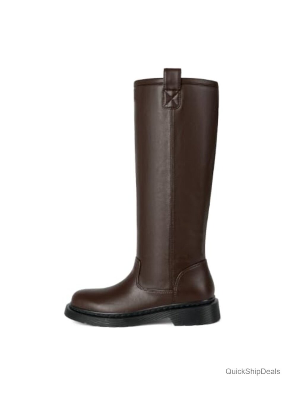 Women's Knee High Slip On Boots Faux Leather Low Heel